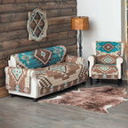 Mocha Turquoise Southwest Loveseat Cover