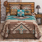 Mocha Turquoise Southwest Quilt Bedding Collection