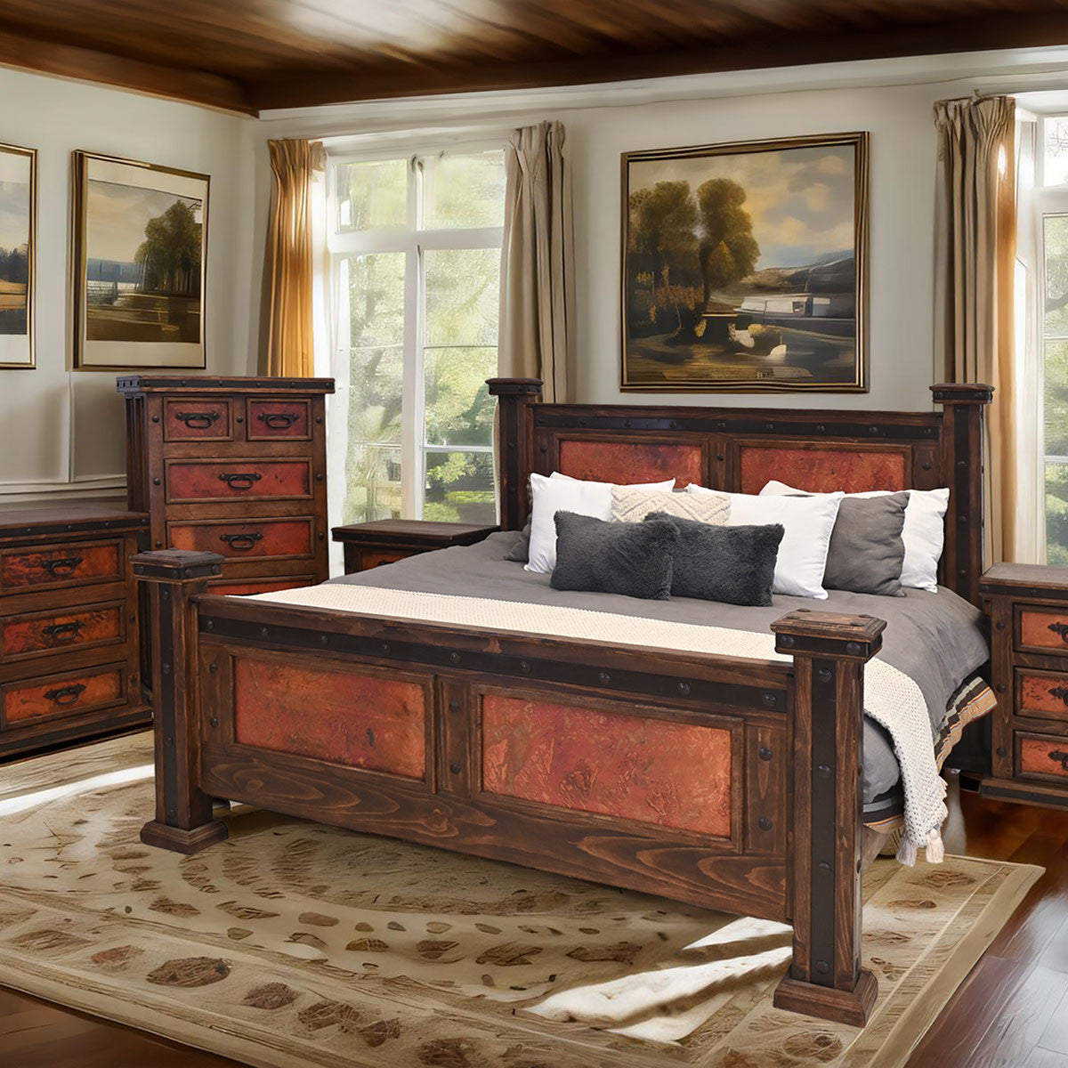 Natural Patina Copper Bedroom Furniture Collection