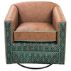 Nuevo Azul Southwestern Leather Swivel Glider