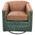 Nuevo Azul Southwestern Leather Swivel Glider