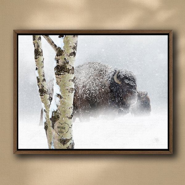Snow Bison Personalized Framed Canvas
