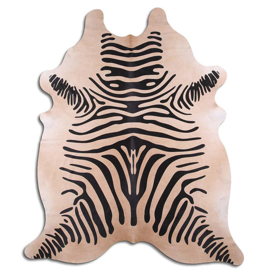 Printed Zebra Beige Cowhide Rugs