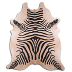 Printed Zebra Beige Cowhide Rugs