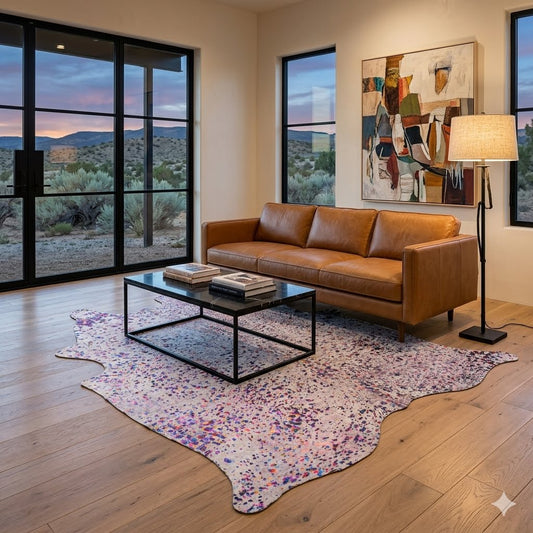 Rainbow Metallic White Cowhide Rugs