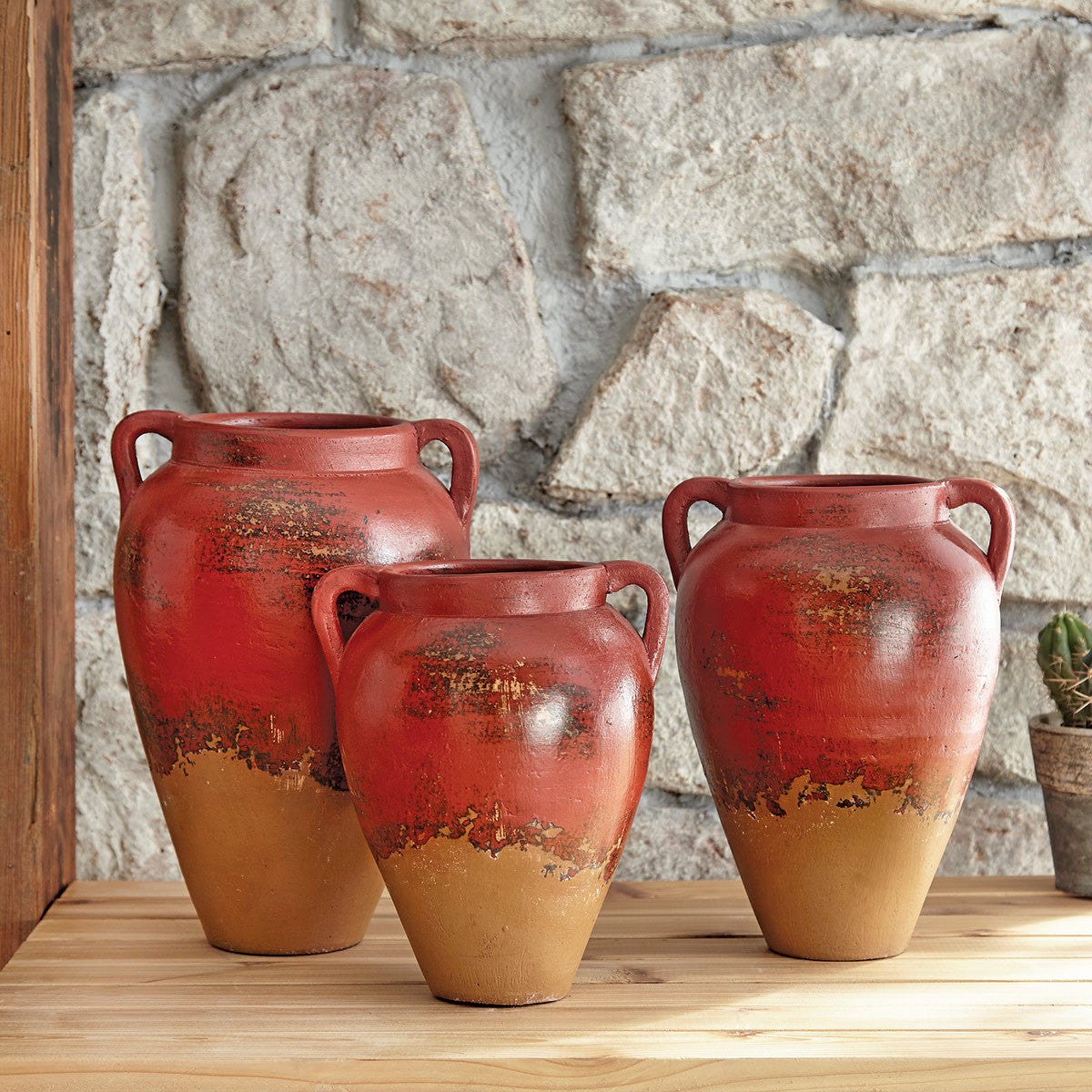 Red Sky Clay Vases - Set of 3