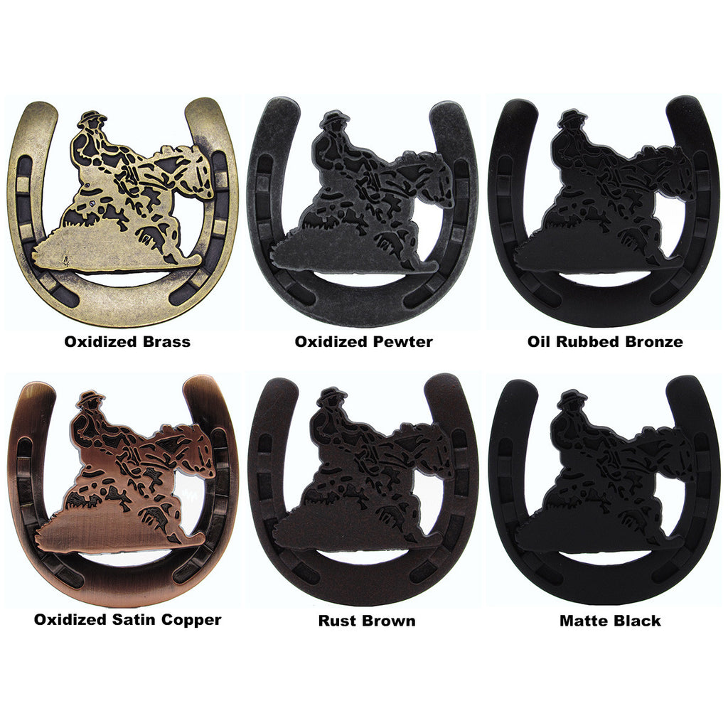 Riding Cowboy in Horseshoe Knobs - Set of 2