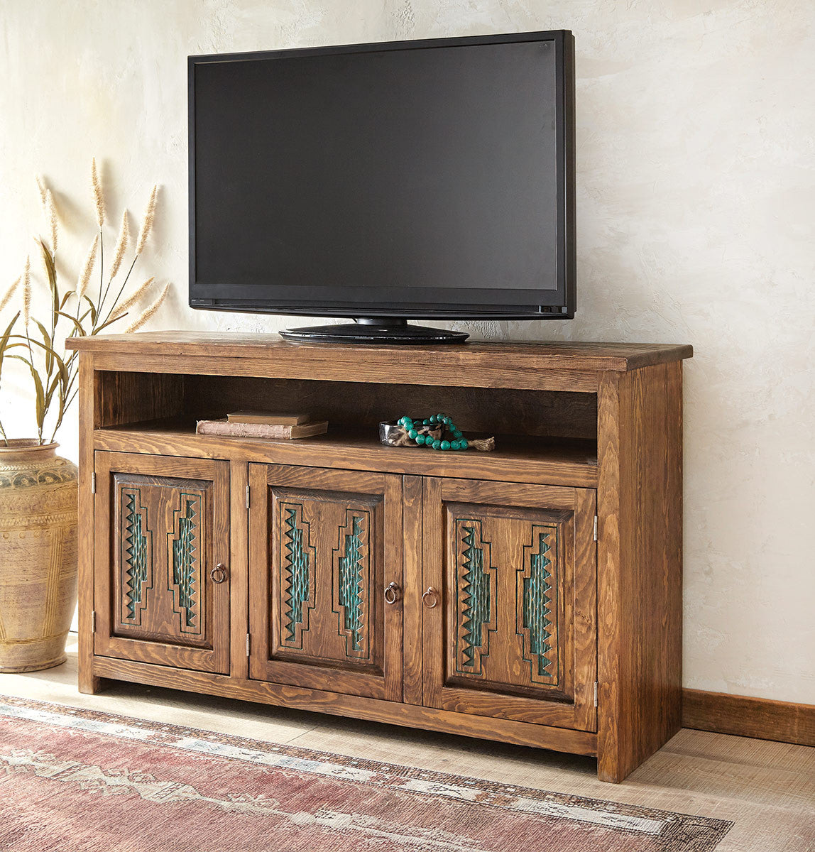 Southwest Canyon Turquoise Inlay TV Console