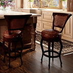 Spanish Heritage Swivel Barstool with Back - Brown