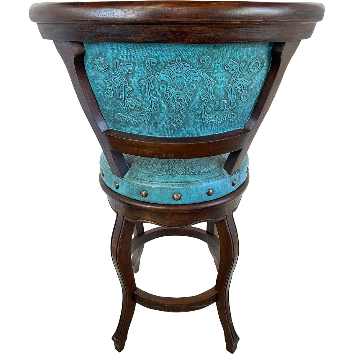 Spanish Heritage Swivel Barstool with Back - Teal