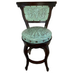 Spanish Heritage Swivel Stool w/ Back - Turquoise