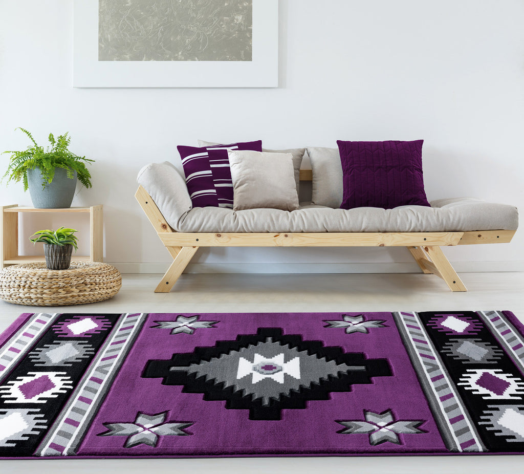 Star Vision Plum Rug - 5 x 8