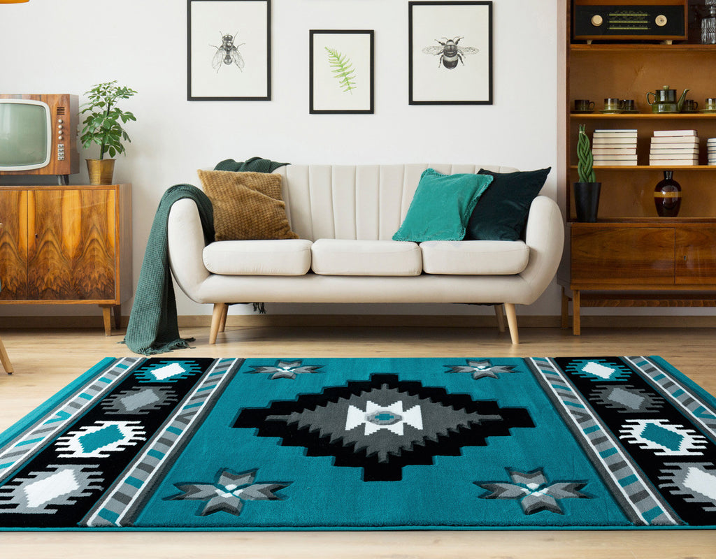 Star Vision Turquoise Rug - 5 x 8