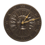Sun Face Indoor/Outdoor Wall Clock - French Bronze
