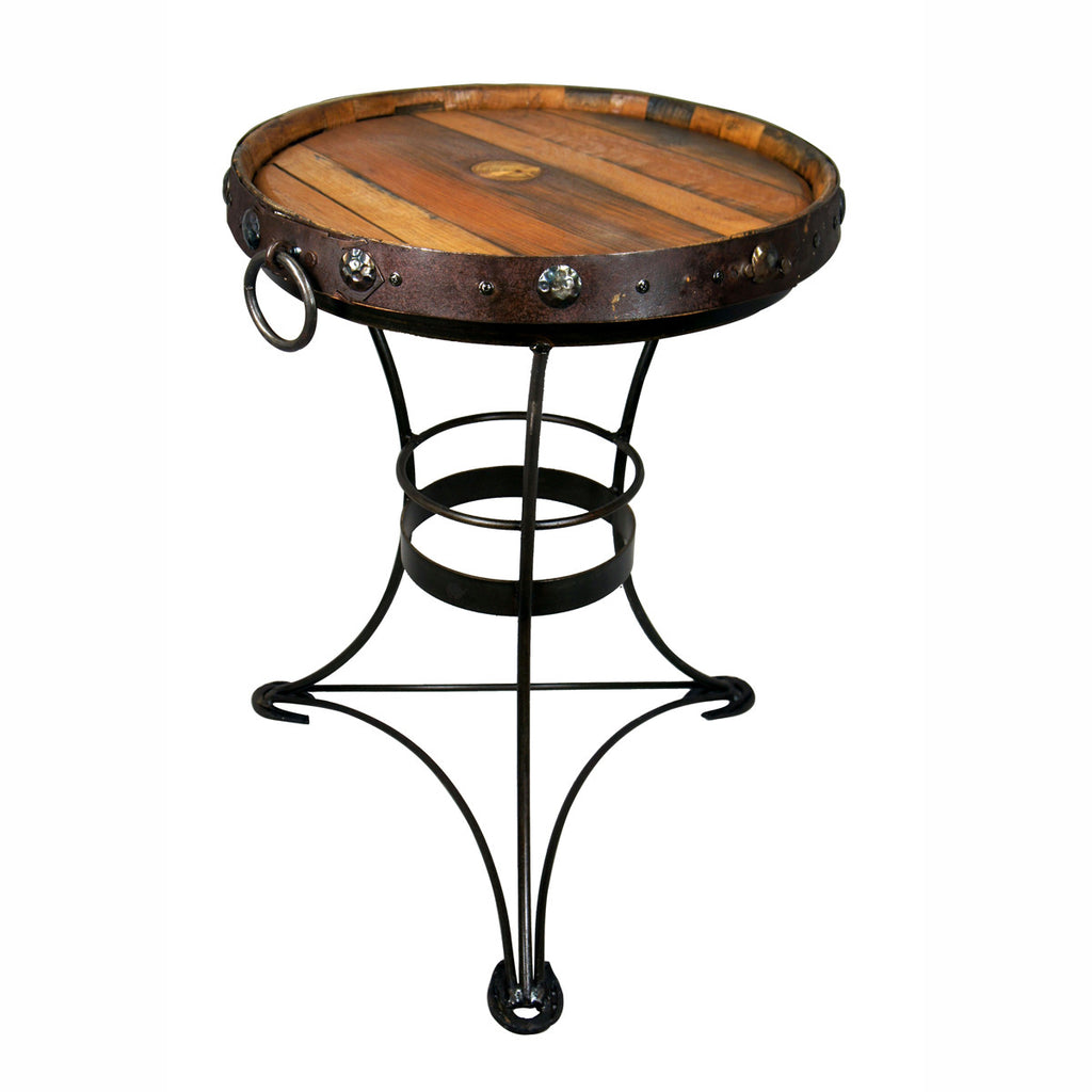 Tequila Barrel Top Table with Horseshoe Feet