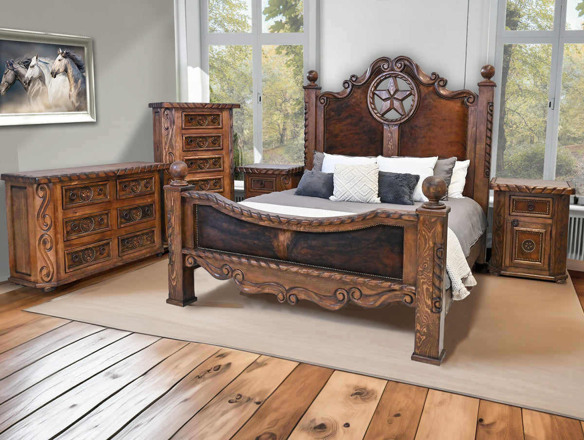 Texas Star Cowhide Bedroom Furniture