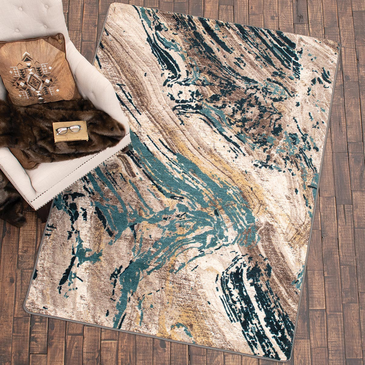 Timberland Turquoise Rug Collection