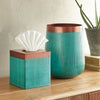 Turquoise & Copper Metal Waste Basket - SALE