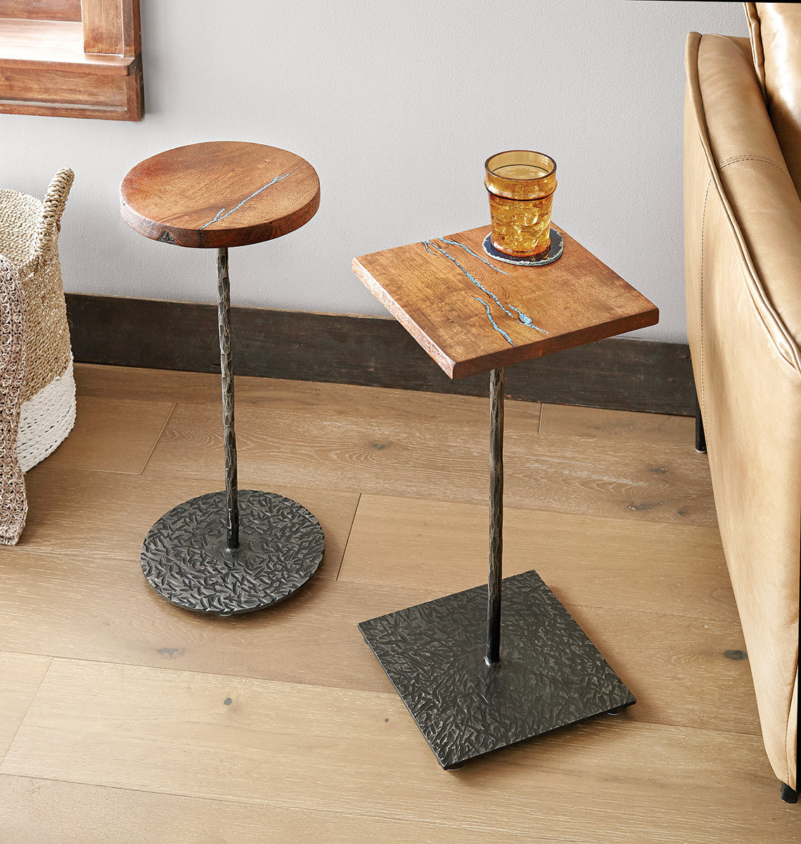 Turquoise Inlay Square Drink Table