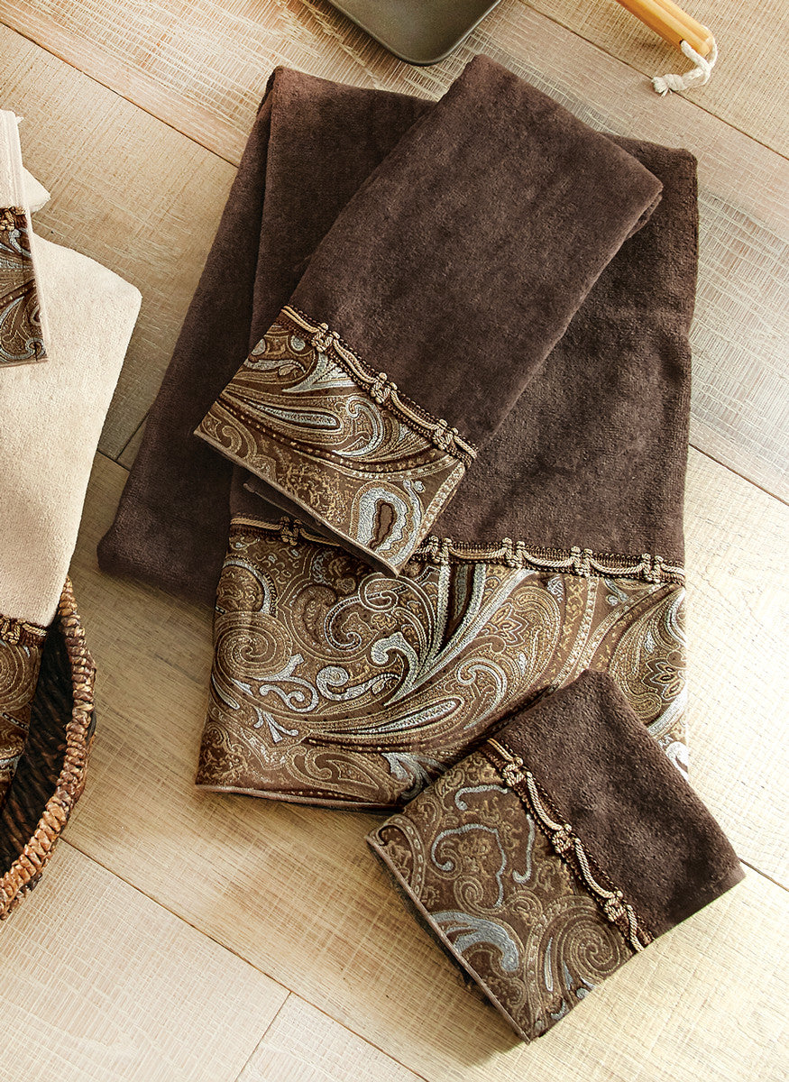 Western Paisley Chocolate Hand Towel