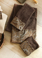Western Paisley Chocolate Hand Towel