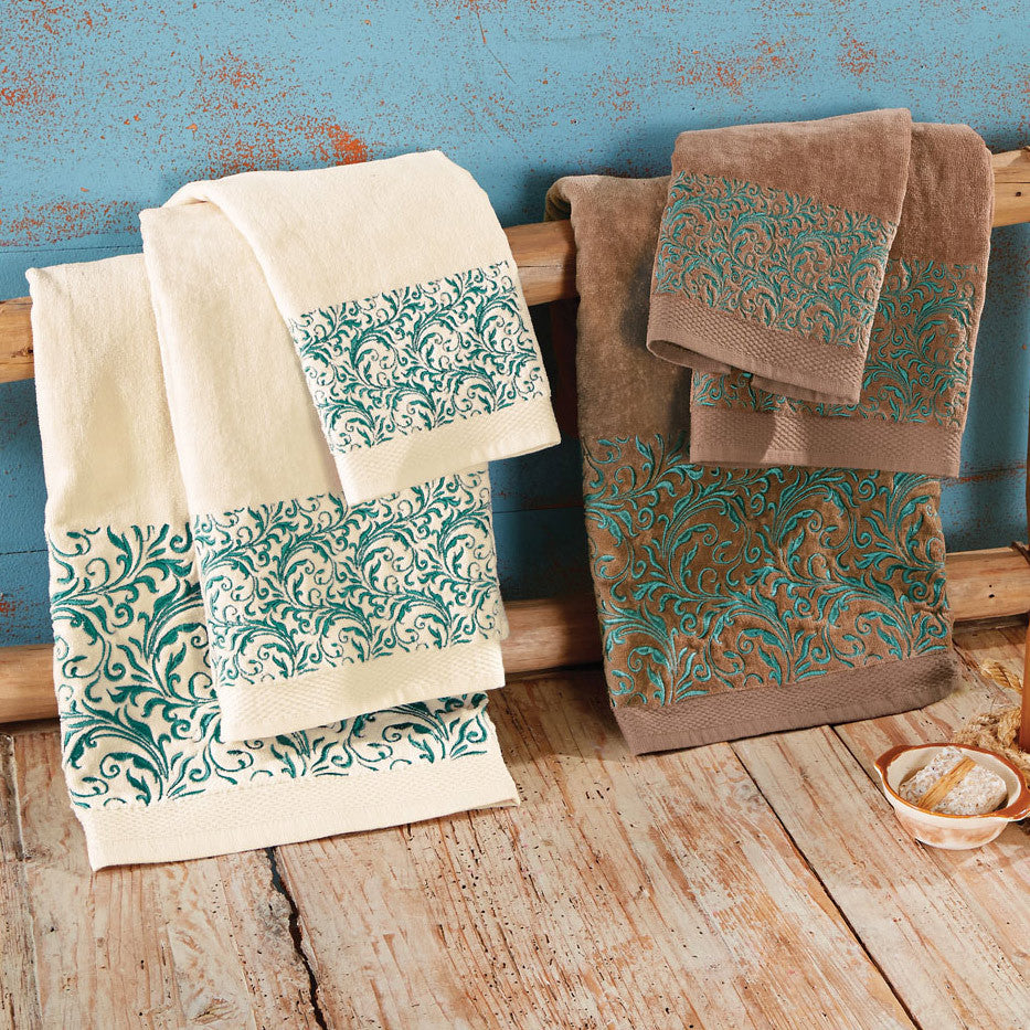 Western Scroll Turquoise Towel Collection