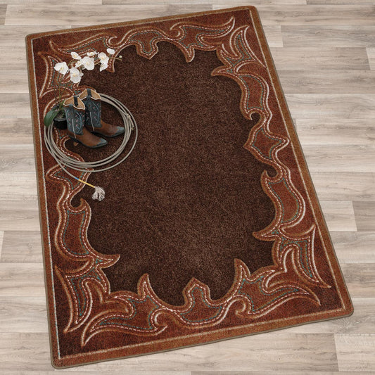 Western Stitched Brown Rug Collection