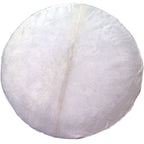 White Round Cowhide Ottoman - 24 Inch