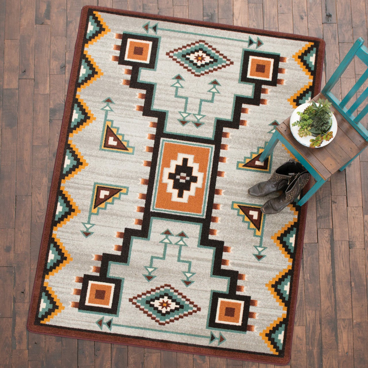 Tribal Rain Turquoise Rug - 8 x 11 | Lone Star Western Decor