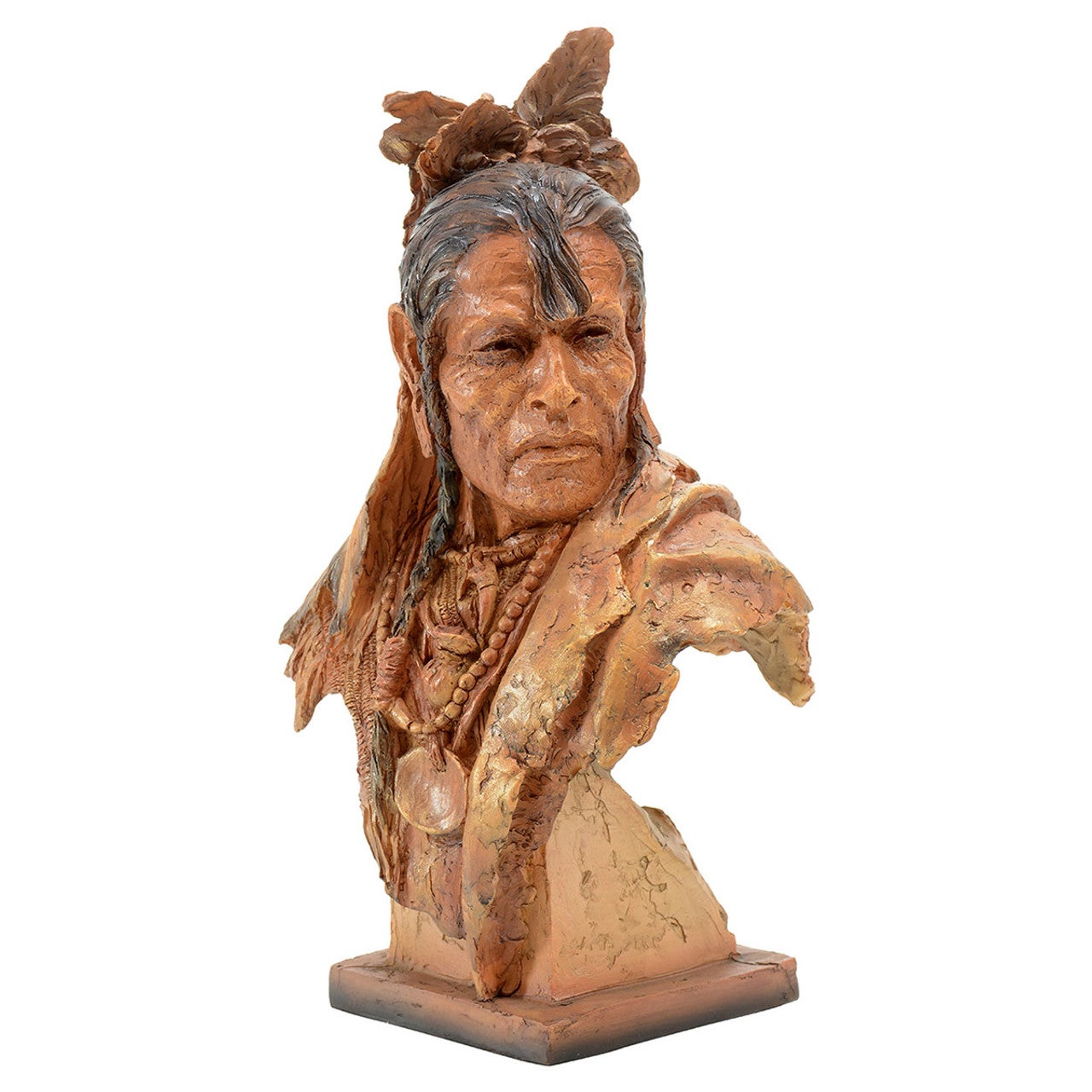 Native american chief sculpture lone star western decor
