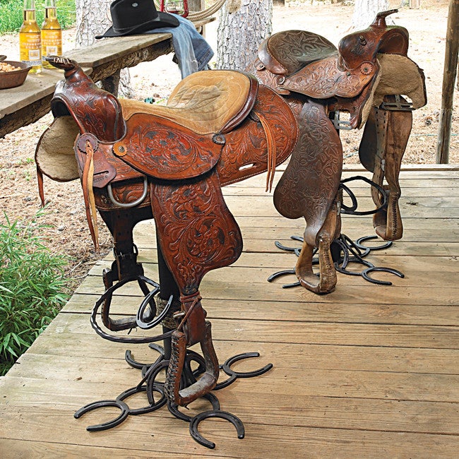 Rustic Bar Furniture Authentic Saddle Barstool Lone Star