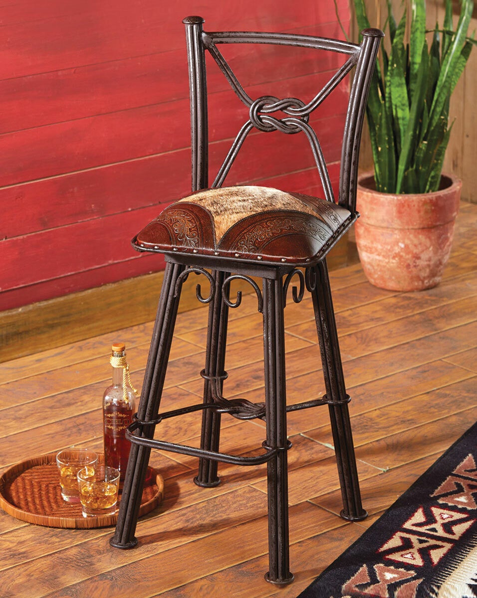 Rustic Bar Furniture Coronado Iron Barstool with Swivel Back