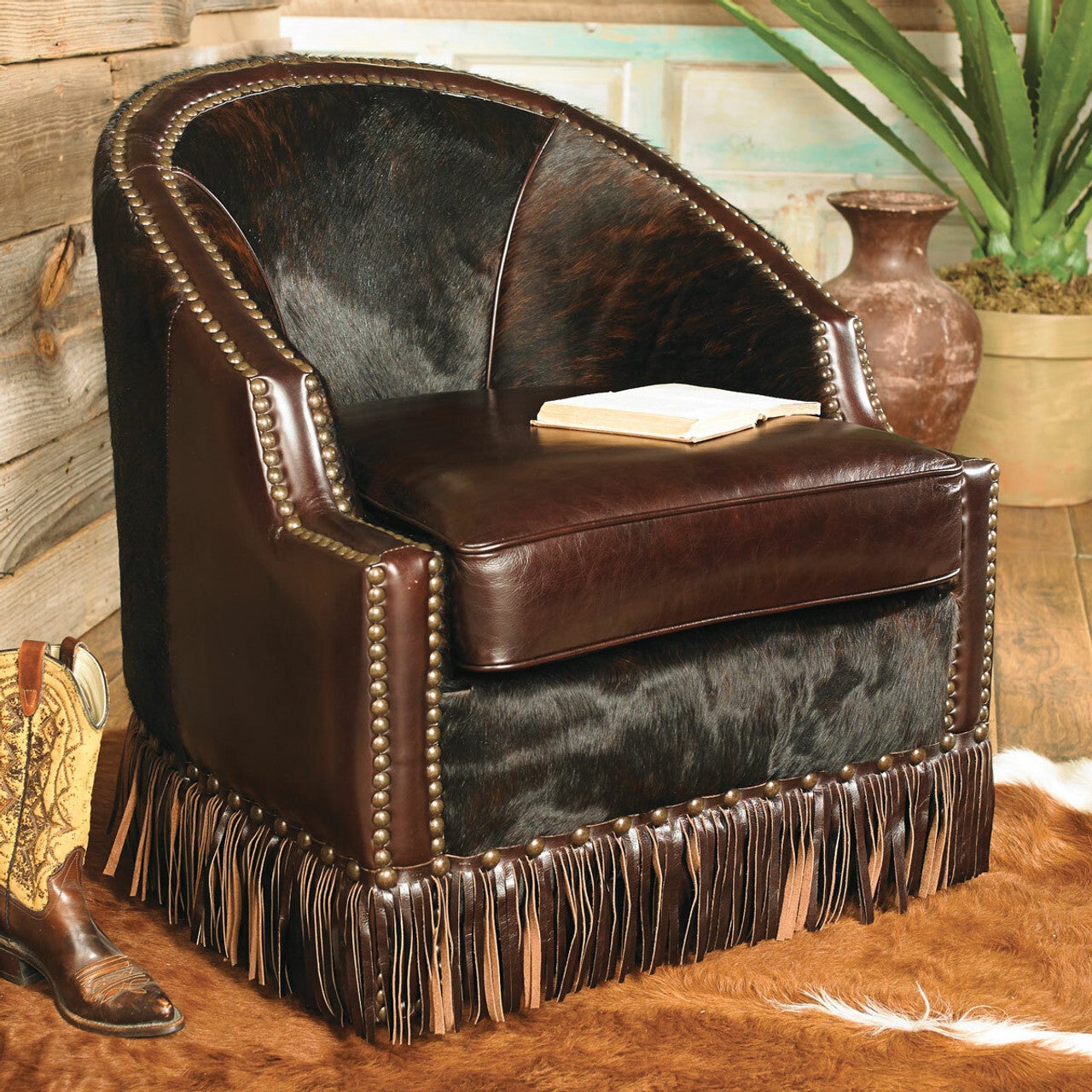Houston Cowhide Leather Chair Lone Star Western Decor