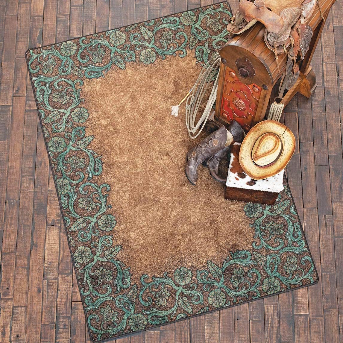 Tooled Turquoise Rug Collection | Lone Star Western Decor