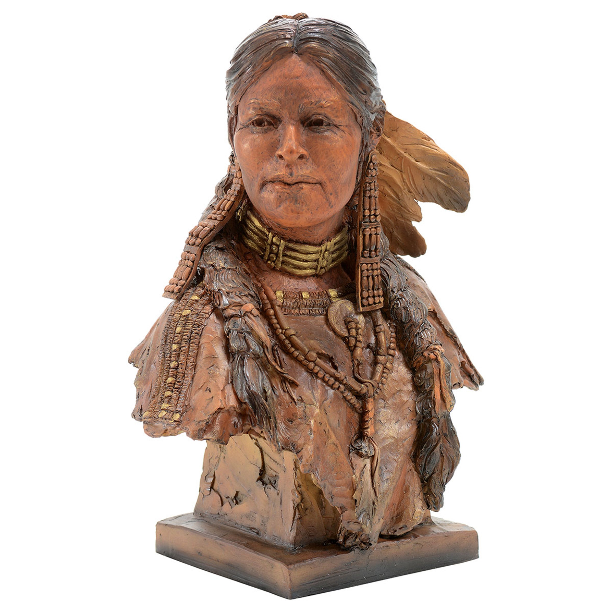 Native american woman sculpture lone star western decor