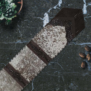 Fringed Tan Floral Embossed Leather Table Runners