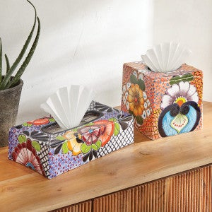 Canyon Glow Talavera Tissue Box Covers