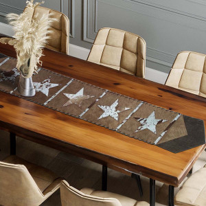 Fringed Starry Brown Cowhide Table Runners