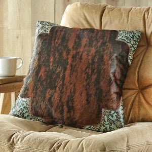 Highland & Teal Floral Cowhide Pillows