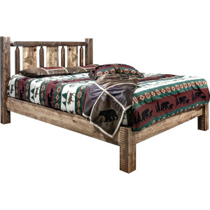Denver Platform Bed with Engraved Wolves