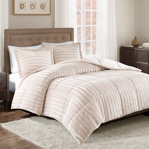 Logan Champagne Faux Fur Bedding Collection