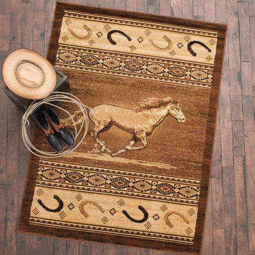 Running Horse & Horseshoes Rug Collection
