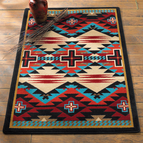 Rustic Cross Blue Southwestern Rug Collection