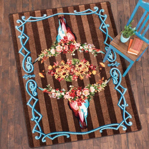 Steer Head Blossom Rug Collection
