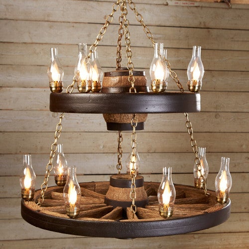 Double Wagon Wheel Chandelier