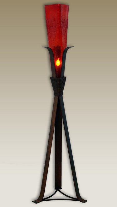 Eliza Floor Lamp with Red Glass Shade - Large