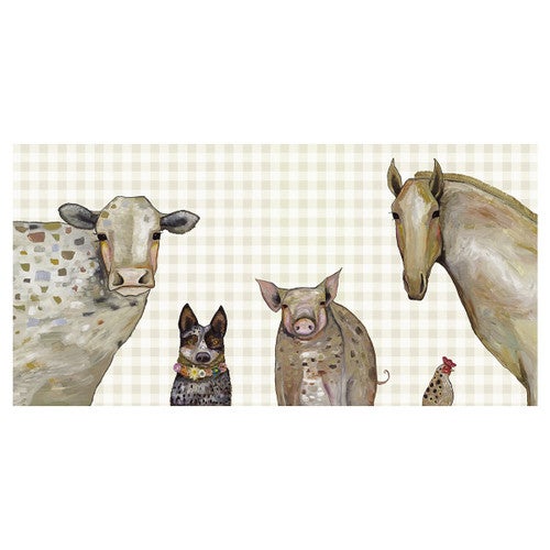 Farm Animals Plaid Canvas Art