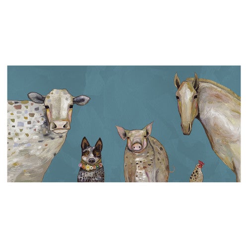 Farm Animals Teal Canvas Art