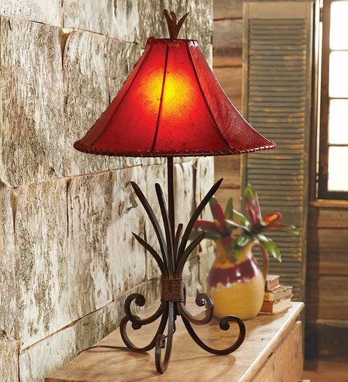 Iron Agave Table Lamp with Rawhide Shade