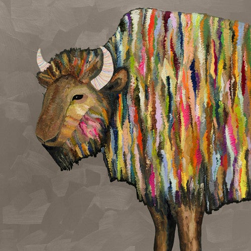 Kaleidoscope Bison Taupe Canvas Art